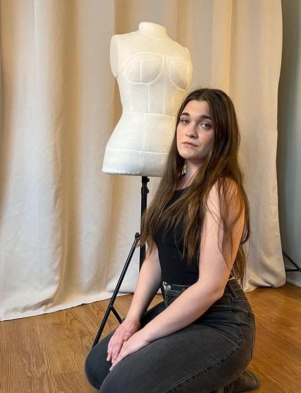 Armless Custom Dress Form from 3D body scan with model side by side comparison